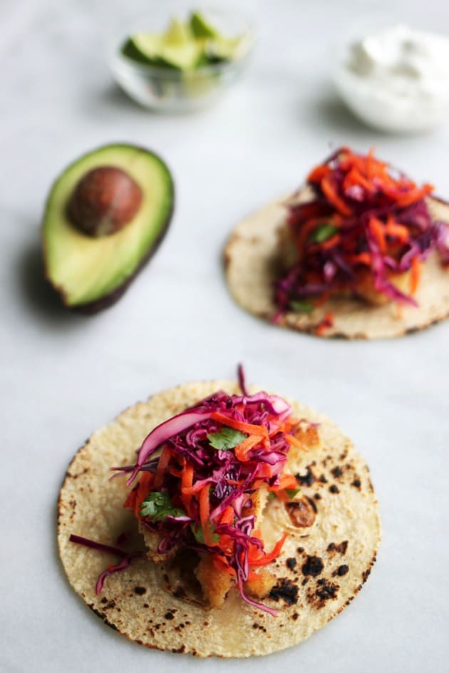 Easy Fish Tacos with Red Cabbage Slaw1