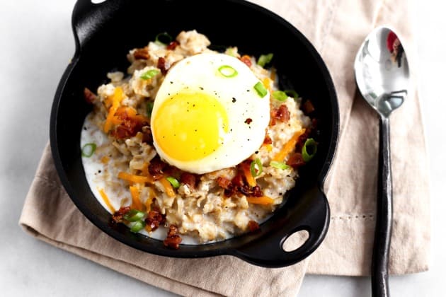 Savory Oatmeal with Egg + Bacon 3