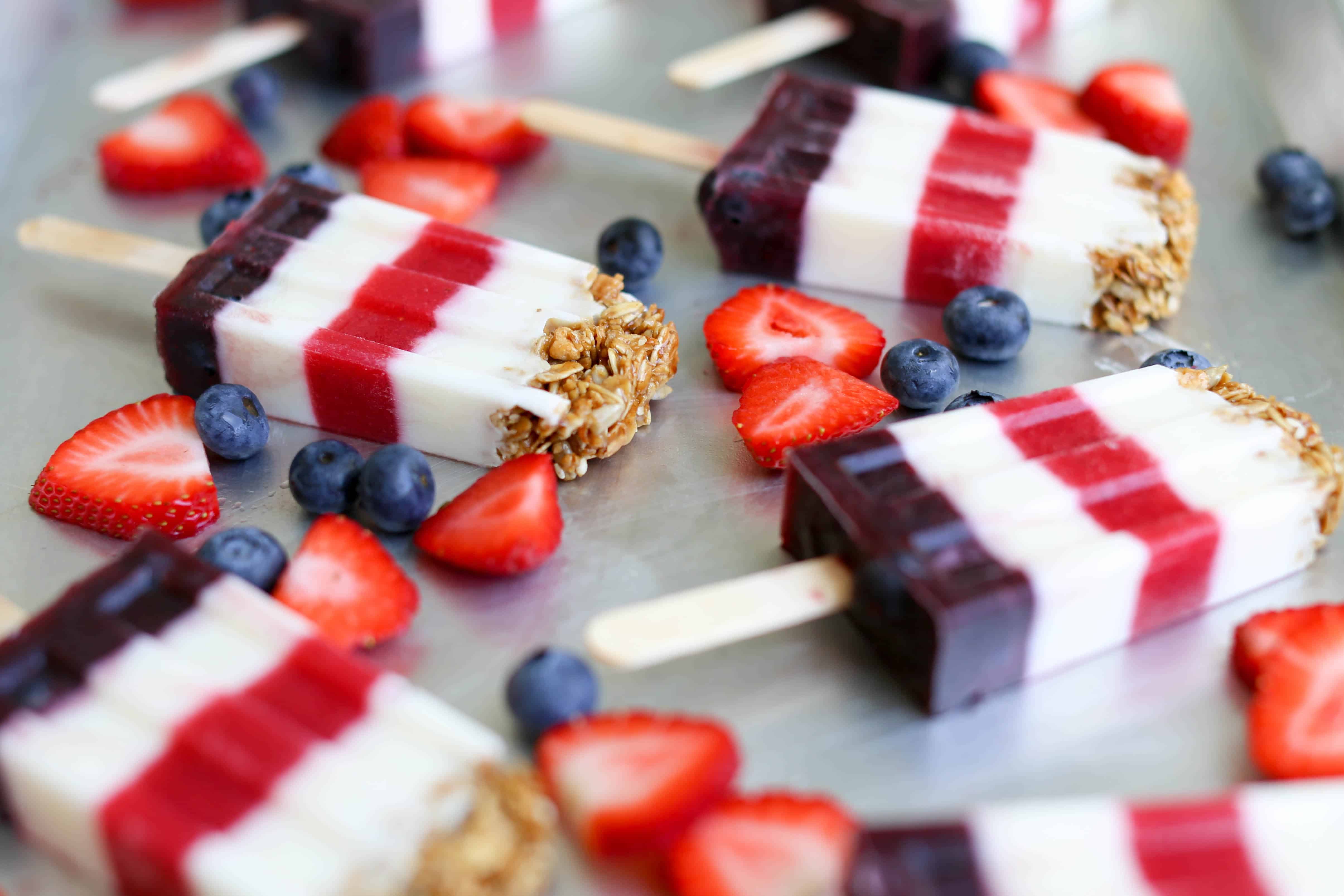 Red White and Blue Berry Popsicles