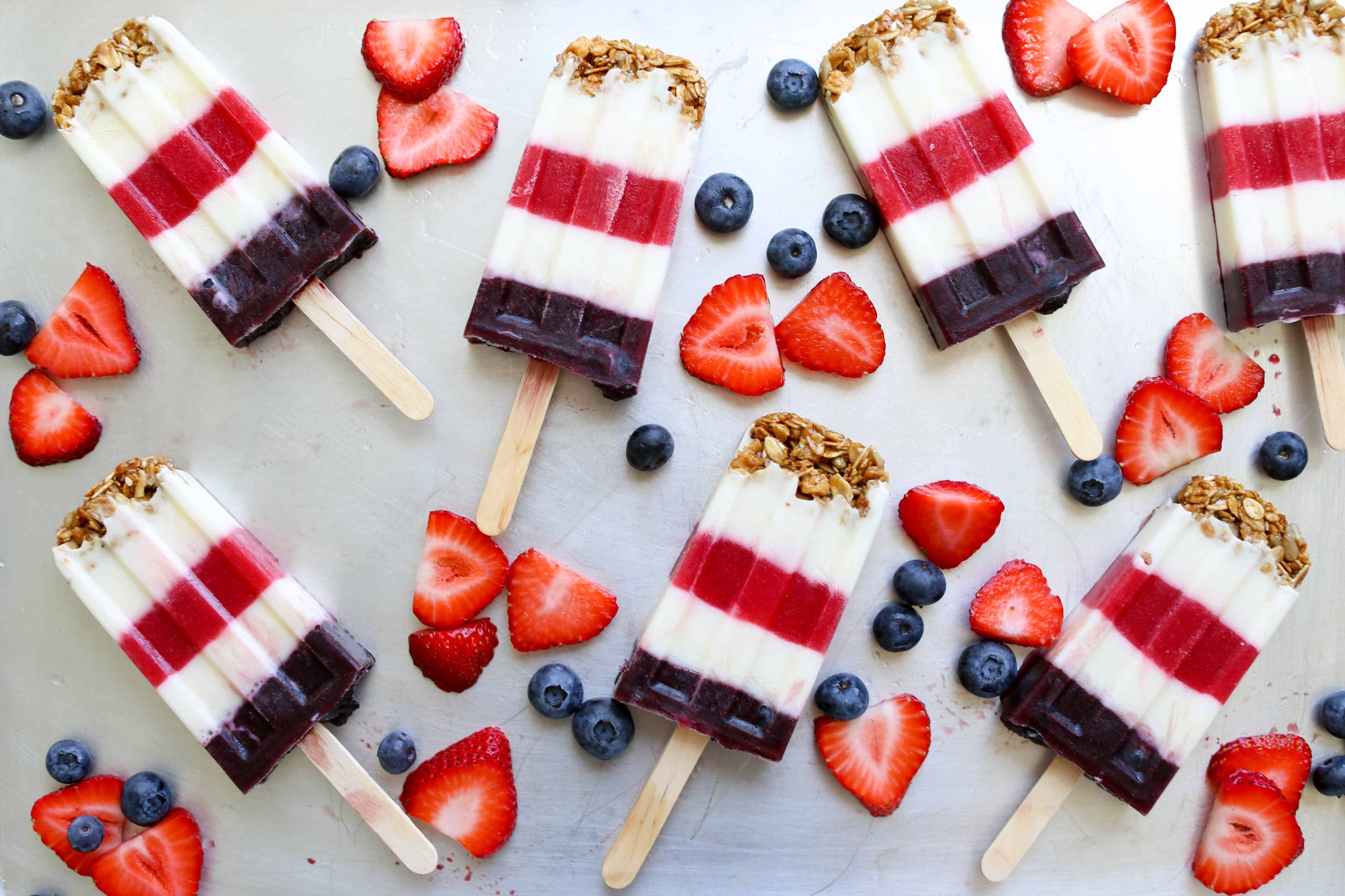 Red White and Blue Berry Popsicles