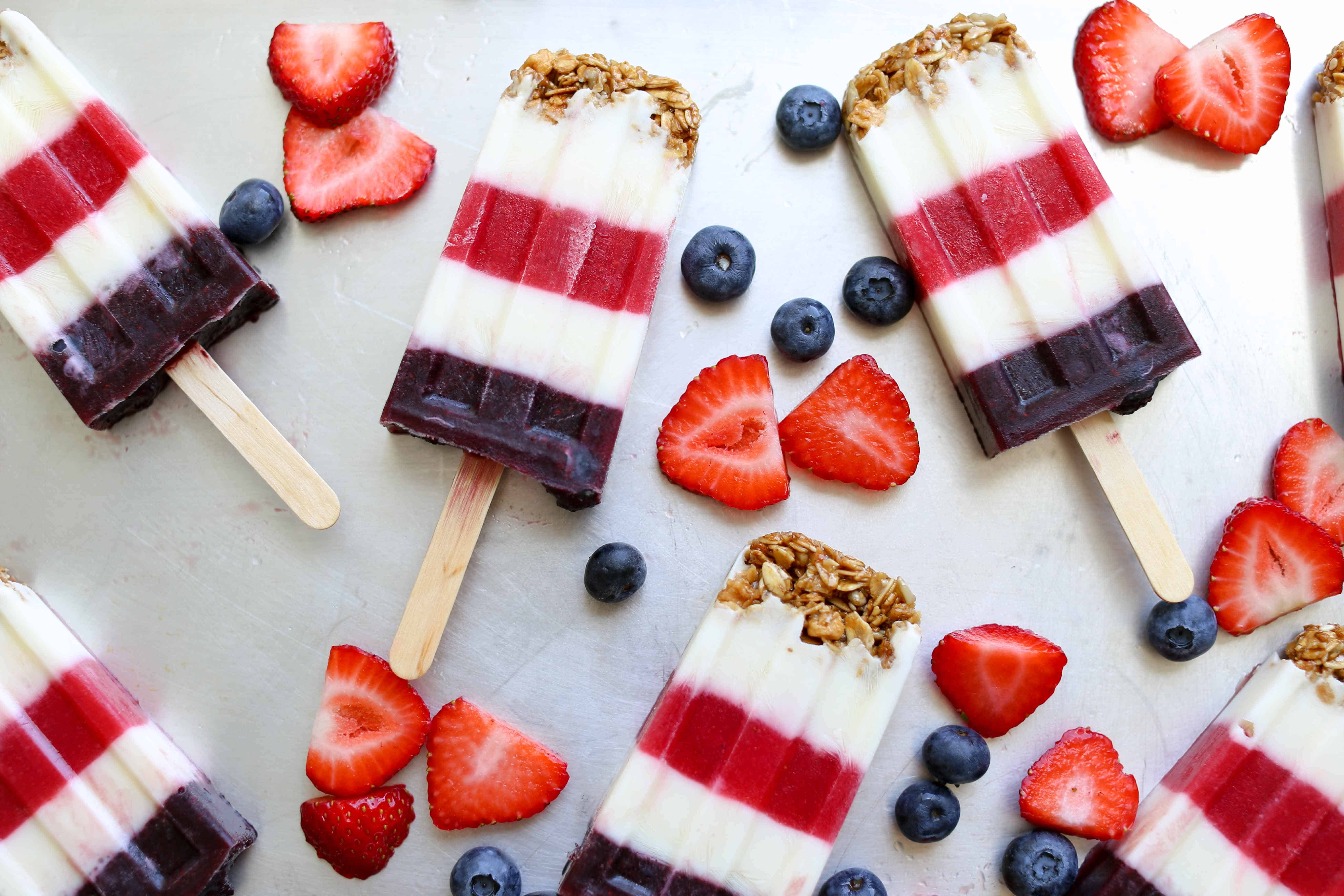 Red White and Blue Berry Popsicles