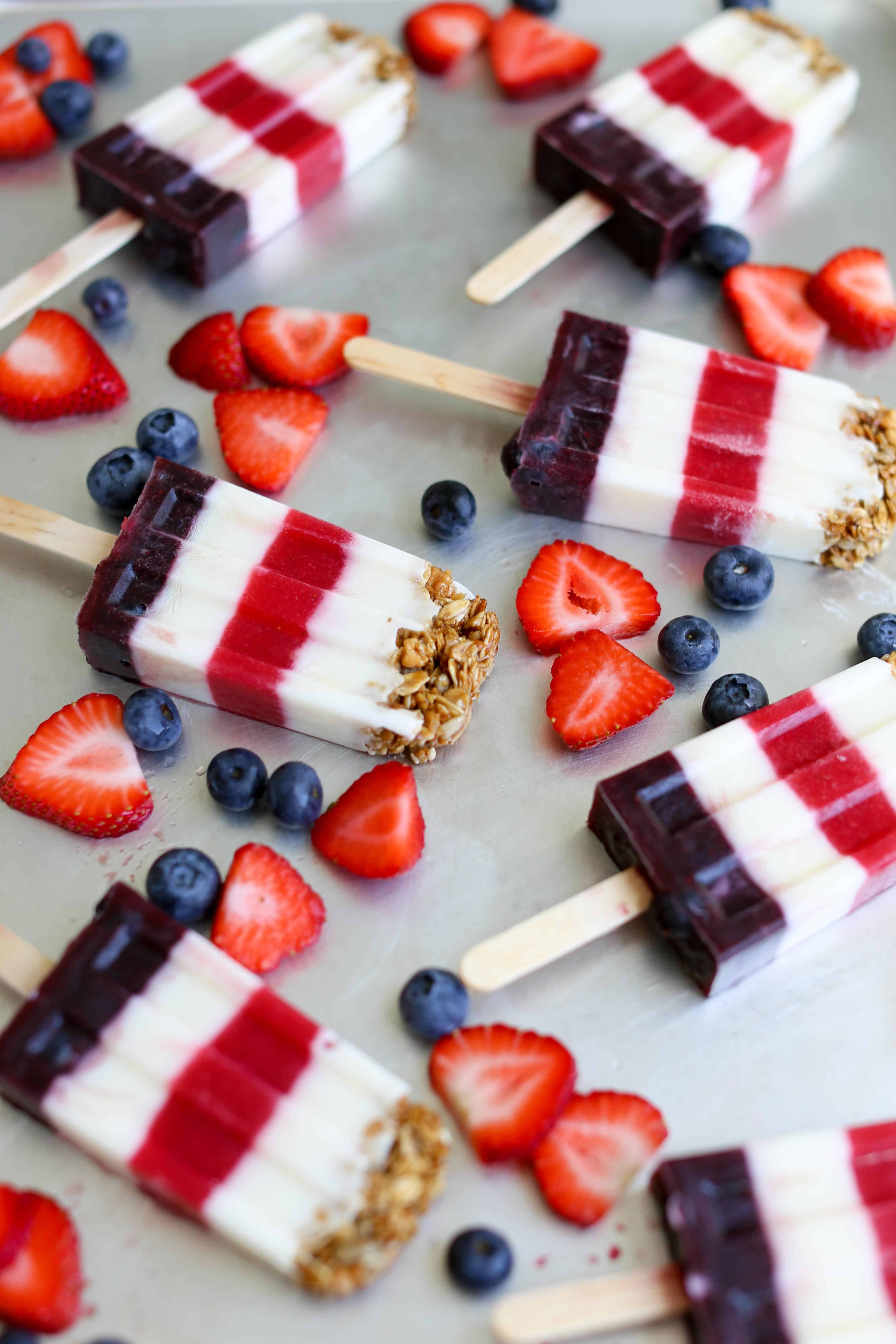 Red White and Blue Berry Popsicles